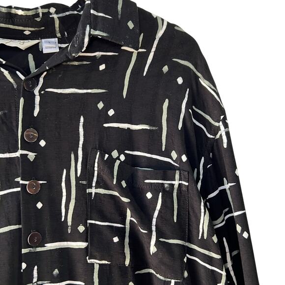 Lyng Abstract Print Blouse L Button Down Shirt - Picture 3 of 5
